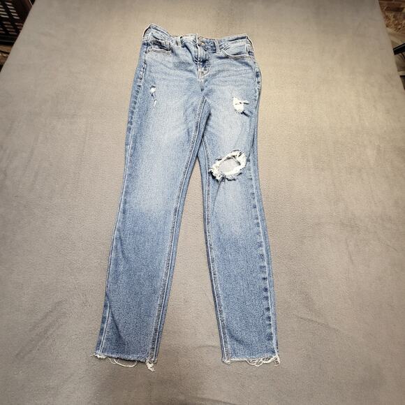 Old Navy Jeans Womens 2 Blue Rockstar Skinny Leg Distressed Denim Stretch - Picture 1 of 10